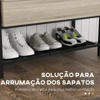 HOMCOM Banco Sapateira com Compartimento Oculto 84x39,5x61 cm Preto e Madeira(m-4)