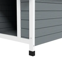 PawHut Casota para Cães 75x88x82 cm Casa para Cães com Telhado de Telhas de Imitação Pés Elevados e Chão Removível para Exterior Cinza(m-9)