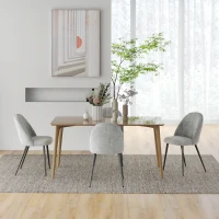 HOMCOM Conjunto de 4 Cadeiras de Sala de Jantar Modernas Cadeiras Estofadas em Veludo com Encosto Alto e Pés de Aço 50x52x83 cm Cinza(m-7)