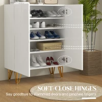 HOMCOM Narrow Shoe Storage Cabinet with Soft-Close Hinges and Adjustable Shelves for 15-20 Pairs of Shoes, White(m-5)