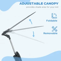 HOMCOM 6 in 1 Tricycle for Kids with 5-point harness straps, Removable Canopy, Dark Blue(m-5)