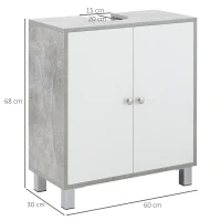 kleankin Under Sink Cabinet, Bathroom Vanity Unit, Pedestal Under Sink Design, Storage Cupboard with Adjustable Shelves, White and Grey(m-3)