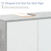 kleankin Under Sink Cabinet, Bathroom Vanity Unit, Pedestal Under Sink Design, Storage Cupboard with Adjustable Shelves, White and Grey(m-4)