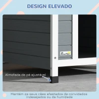 PawHut Casota para Cães 75x88x82 cm Casa para Cães com Telhado de Telhas de Imitação Pés Elevados e Chão Removível para Exterior Cinza(m-7)