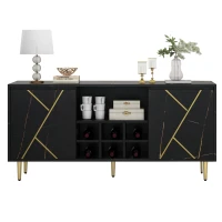 Mueble Aparador y Cómoda Elegante con Portabotellas 148x40x70 cm Negro(m-6)