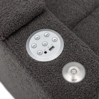 Poltrona Relax Elettrica con Porta USB, Tavolino Girevole 360°, Portabicchieri e Illuminazione LED, Grigia(m-7)