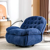 Butaca Relax Giratoria 360° con Masaje Calefacción Lumbar Porta Smartphone y Bolsillo Lateral Azul(m-5)