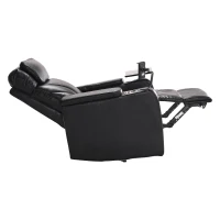 Poltrona Relax Elettrica con Porta USB, Tavolino Girevole 360°, Portabicchieri e Design in Pelle PU, Nero(m-8)