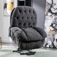 Butaca Relax Giratoria 360° con Masaje Calefacción Lumbar Porta Smartphone y Bolsillo Lateral Gris(m-4)