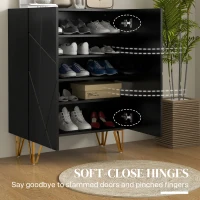 HOMCOM Narrow Shoe Storage Cabinet with Soft-Close Hinges and Adjustable Shelves for 15-20 Pairs of Shoes, Black(m-5)