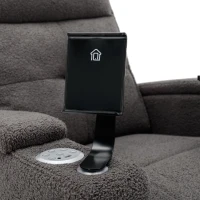 Poltrona Relax Elettrica con Porta USB, Tavolino Girevole 360°, Portabicchieri e Illuminazione LED, Grigia(m-8)