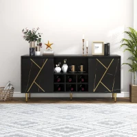 Mueble Aparador y Cómoda Elegante con Portabotellas 148x40x70 cm Negro(m-4)