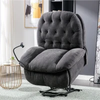 Butaca Relax Giratoria 360° con Masaje Calefacción Lumbar Porta Smartphone y Bolsillo Lateral Gris(m-6)
