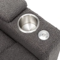 Poltrona Relax Elettrica con Porta USB, Tavolino Girevole 360°, Portabicchieri e Illuminazione LED, Grigia(m-6)