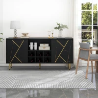Mueble Aparador y Cómoda Elegante con Portabotellas 148x40x70 cm Negro(m-2)