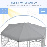 PawHut Cusca de 2,1 x 1,85 x 1,2 m, Tarc pentru Caini, Argintiu(m-6)