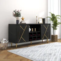 Mueble Aparador y Cómoda Elegante con Portabotellas 148x40x70 cm Negro(m-5)