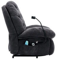 Butaca Relax Giratoria 360° con Masaje Calefacción Lumbar Porta Smartphone y Bolsillo Lateral Gris(m-7)
