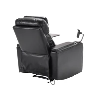 Poltrona Relax Elettrica con Porta USB, Tavolino Girevole 360°, Portabicchieri e Design in Pelle PU, Nero(m-9)