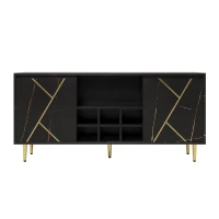 Mueble Aparador y Cómoda Elegante con Portabotellas 148x40x70 cm Negro(m-1)
