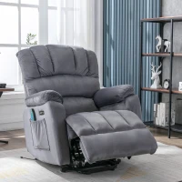 Sillón Relax Eléctrico con Función de Masaje Calefacción y Reclinable con Mando A Distancia Gris(m-4)