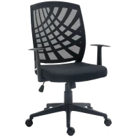 HOMCOM Scaun de Birou Ergonomic cu Înălțime Reglabilă, Scaun de Birou Pivotant din Țesătură Respirabilă, 58x56x106.5 cm, Negru(m-1)