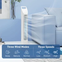 HOMCOM Tower Fan, Electric Cooling Fan with Remote, 75° Oscillating, 3 Speed 3 Modes, 7.5H Timer, Quiet Standing Bladeless for Bedroom Office, White(m-4)
