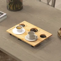 HOMCOM Portable Bamboo Top Wine and Glass Picnic Table(m-7)