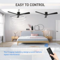 HOMCOM Ventilator de Tavan Reversibil, Ventilator Exterior sau Interior, cu Montare pe 3 Lame cu Telecomandă, Ф132x21 cm, Negru(m-7)