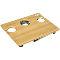 HOMCOM Portable Bamboo Top Wine and Glass Picnic Table(m-1)