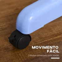 HOMCOM Estendal Dobrável para Roupa com Rodas Estendal Vertical de Aço com 3 Níveis Laterais Dobráveis 73x64x177cm Azul e Branco(m-5)