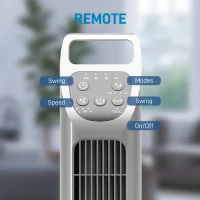 HOMCOM Tower Fan, Electric Cooling Fan with Remote, 75° Oscillating, 3 Speed 3 Modes, 4H Timer, Quiet Standing Bladeless for Bedroom Office, Silver(m-7)