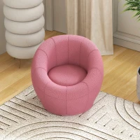 HOMCOM Fotoliu Modern Rotund pentru Copii, Fotoliu de Pluș cu Căptușeală Groasă, 60x56x48 cm, Roz(m-8)