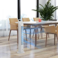 HOMCOM Tower Fan, Electric Cooling Fan with Remote, 75° Oscillating, 3 Speed 3 Modes, 7.5H Timer, Quiet Standing Bladeless for Bedroom Office, White(m-8)