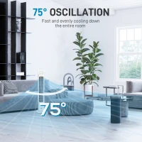 HOMCOM Tower Fan, Electric Cooling Fan with Remote, 75° Oscillating, 3 Speed 3 Modes, 7.5H Timer, Quiet Standing Bladeless for Bedroom Office, White(m-5)