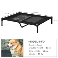 PawHut Large Raised Dog Bed Cat Elevated Lifted Cooling Portable Camping Basket Outdoor Indoor Mesh Pet Cot Metal Frame Black(m-3)