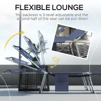 Outsunny Foldable Sun Lounger Set of 2 with Reading Hole, Portable Sun Lounger with 5 Level Adjustable Backrest, Reclining Lounge Chair with Side Pocket, Headrest Pillow, Grey(m-4)