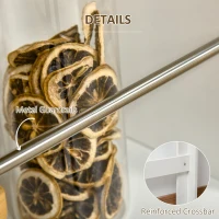 HOMCOM Masă de Bar cu 3 Polițe și Bară de Protecție, Blat de Bucătărie din Oțel și PAL, 112x57x106 cm, Alb(m-4)