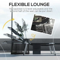 Outsunny Foldable Sun Lounger Set of 2, Beach Chaise Lounges with Reading Hole, Arm Slots, 5-Position Adjustable Backrest, Side Pocket, Pillow for Patio, Garden, Beach, Pool, Black(m-4)