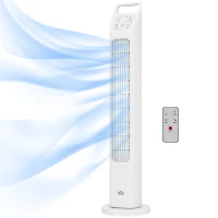HOMCOM Tower Fan, Electric Cooling Fan with Remote, 75° Oscillating, 3 Speed 3 Modes, 7.5H Timer, Quiet Standing Bladeless for Bedroom Office, White(m-10)