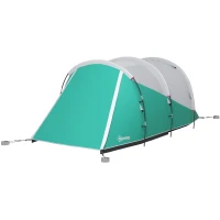 Outsunny Cort de Camping Impermeabil pentru 2-4 Persoane cu Cameră Separată, Cort Tunel cu Geantă de Transport, 460x260x190 cm, Verde(m-10)