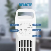 HOMCOM Tower Fan, Electric Cooling Fan with Remote, 75° Oscillating, 3 Speed 3 Modes, 7.5H Timer, Quiet Standing Bladeless for Bedroom Office, White(m-7)
