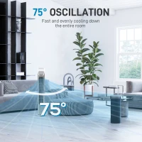 HOMCOM Tower Fan, Electric Cooling Fan with Remote, 75° Oscillating, 3 Speed 3 Modes, 4H Timer, Quiet Standing Bladeless for Bedroom Office, Silver(m-5)