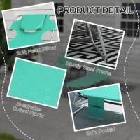 Outsunny Foldable Sun Lounger Set of 2 with Reading Hole, Portable Sun Lounger with 5 Level Adjustable Backrest, Reclining Lounge Chair with Side Pocket, Headrest Pillow, Green(m-7)