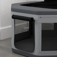 PawHut Țarc de Joacă pentru Câini și Pisici cu 7 Ferestre și 2 Uși din Plasă, Incintă pentru Animale, 124x124x62 cm, Gri și Negru(m-9)