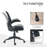 HOMCOM Scaun de Birou Ergonomic cu Înălțime Reglabilă, Scaun de Birou cu Balansoar și Țesătură Respirabilă, 59x58x96-106 cm, Negru(m-5)