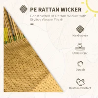Outsunny Fotoliu de Grădină cu Tetieră și Perne pentru Șezut, Fotoliu cu Ou din Ratan și Oțel, 89x75x143 cm, Negru și Nisip(m-4)