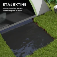 Outsunny Cort de Camping cu 3 Locuri, Geam din Plasă și Cârlig Felinar, Cort de Camping din PE, 270x210x150 cm, Verde(m-5)