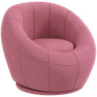 HOMCOM Fotoliu Modern Rotund pentru Copii, Fotoliu de Pluș cu Căptușeală Groasă, 60x56x48 cm, Roz(m-11)