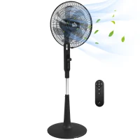 HOMCOM Three Mode Pedestal Fan, with Insect Repellant Box and LED Panel - Black(m-1)